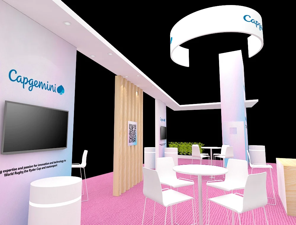 Professional 20x40 booth with interactive zones