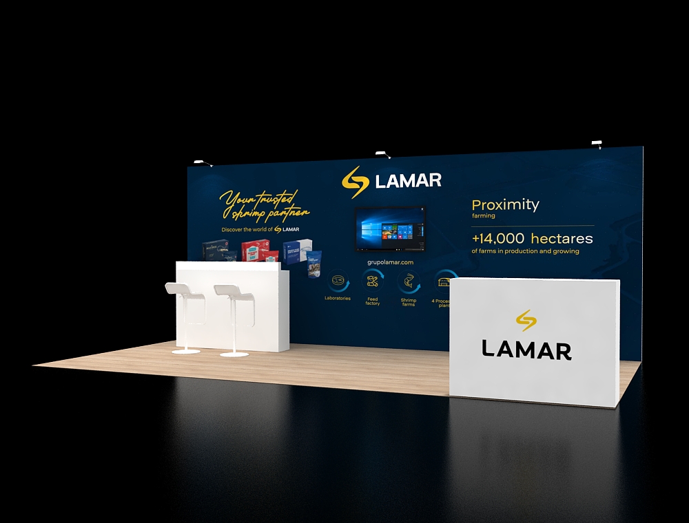 10×20 trade show booth with branded backdrop panels