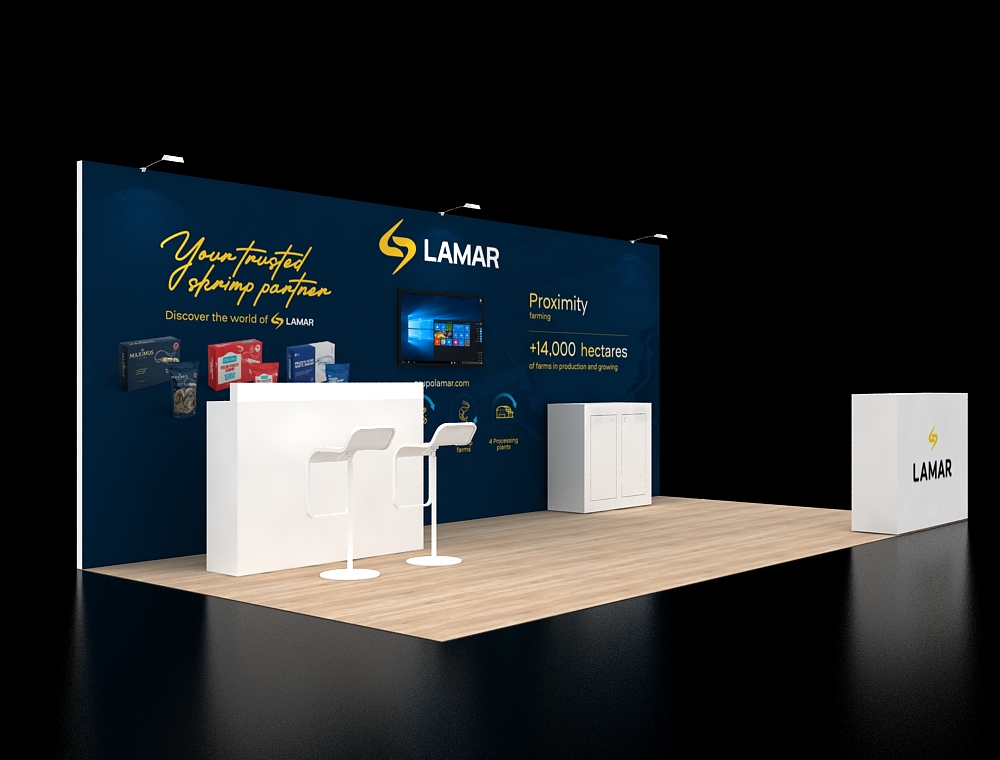 10×20 trade show booth with branded backdrop panels