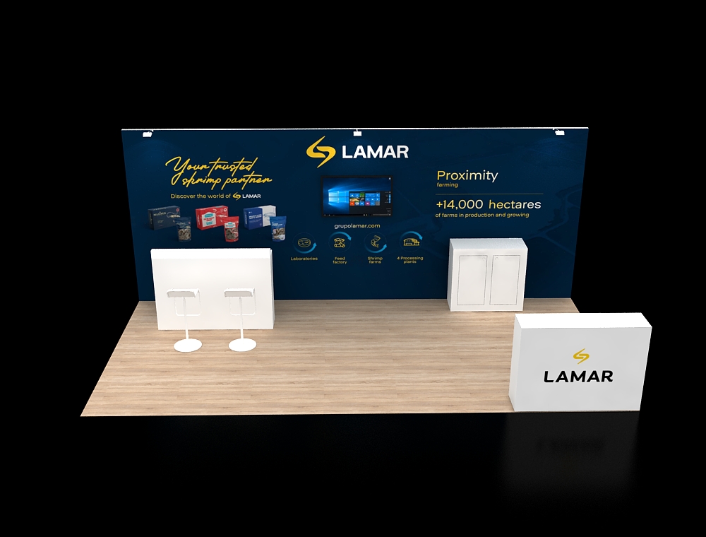 10×20 trade show booth with branded backdrop panels