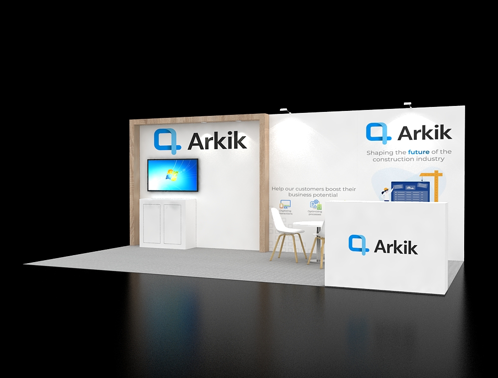 10×20 trade show booth display with branded backdrop