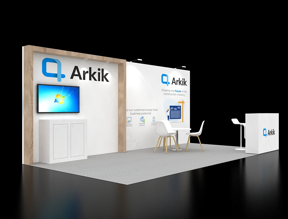 10×20 trade show booth display with branded backdrop