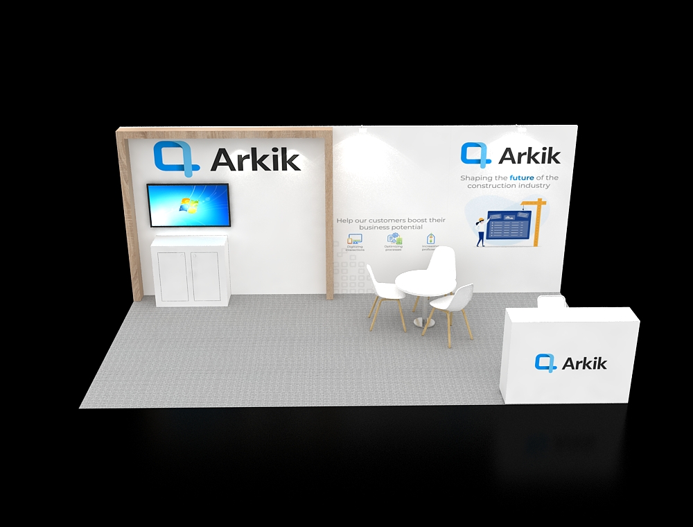 10×20 trade show booth display with branded backdrop