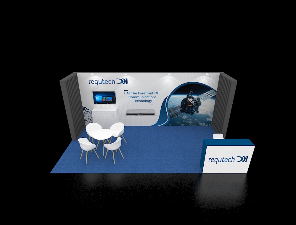 10×20 trade show booth with display panels