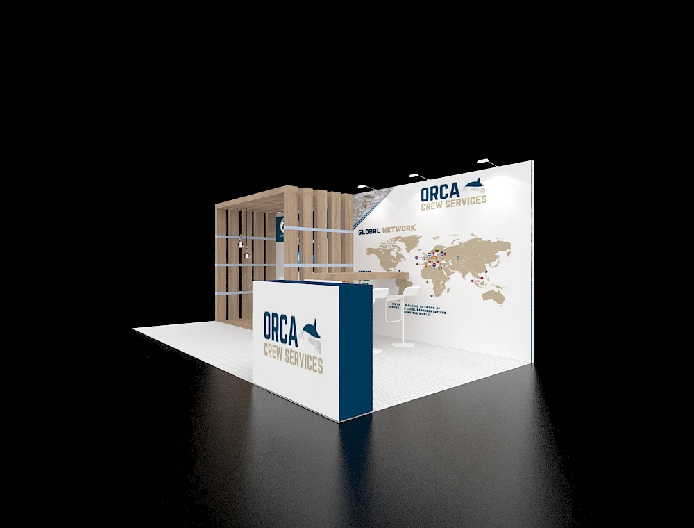 10x20 trade show exhibit stand with counter