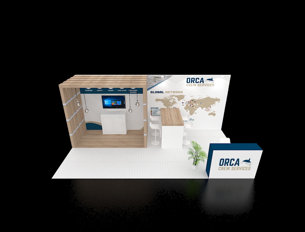 10x20 trade show exhibit stand with counter