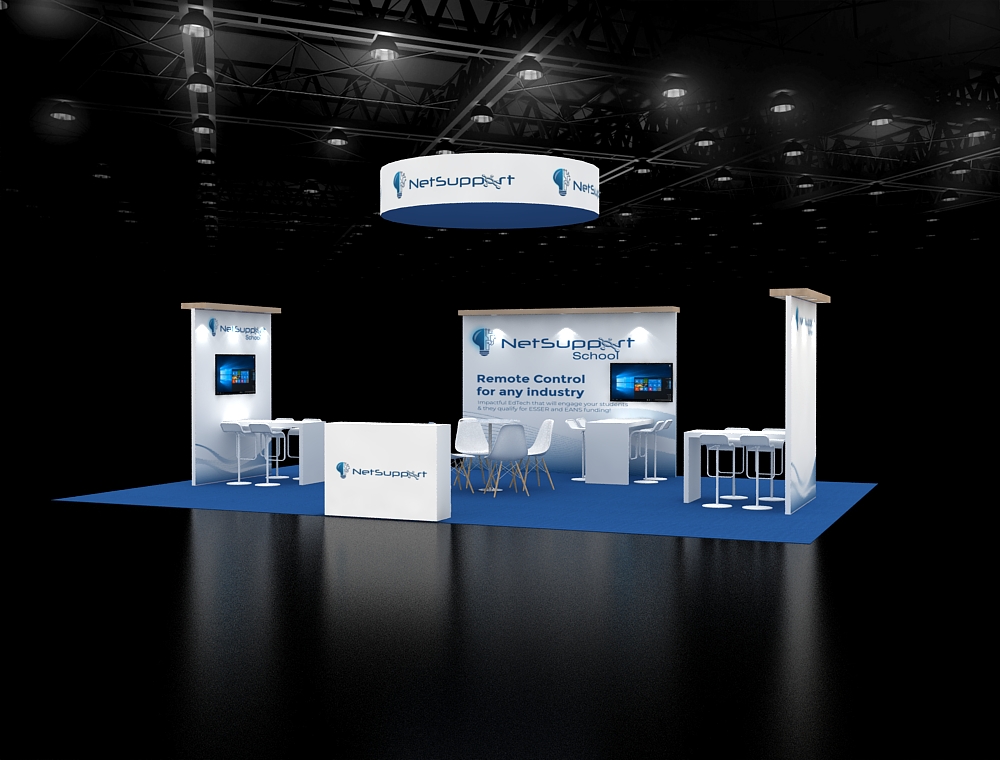 20x30 exhibit booth with side counters