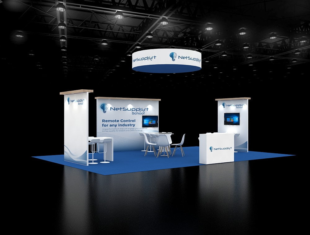 20x30 exhibit booth with side counters