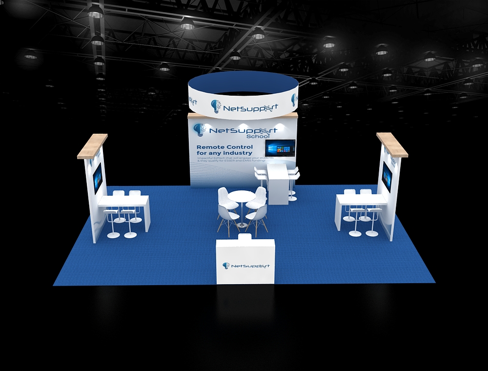 20x30 exhibit booth with side counters