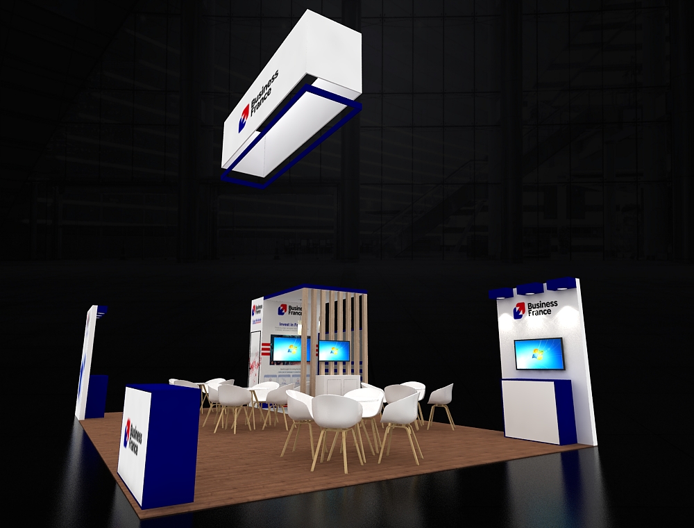 Trade booth 20x30 with LED header signage