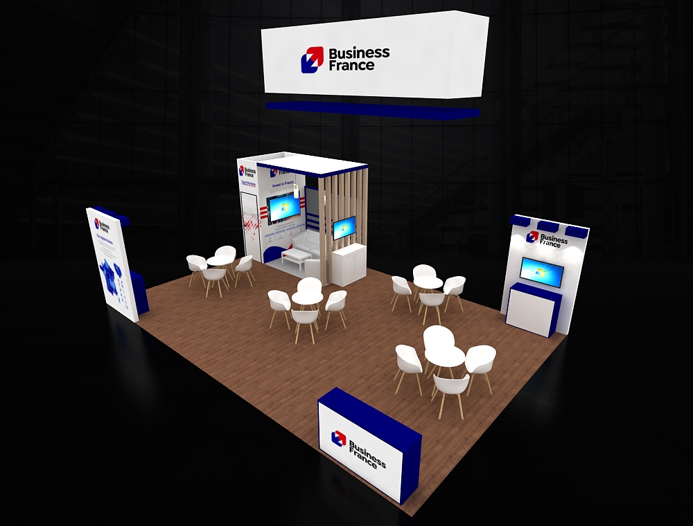 Trade booth 20x30 with LED header signage