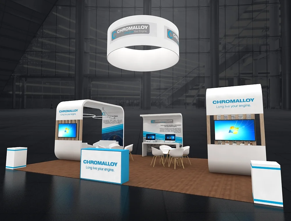 Exhibit booth 20x30 with illuminated panels