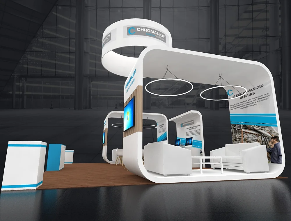 Exhibit booth 20x30 with illuminated panels