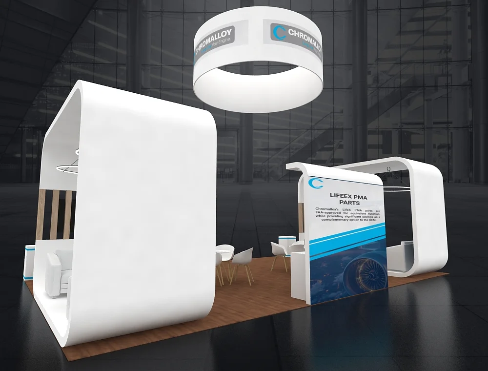 Exhibit booth 20x30 with illuminated panels