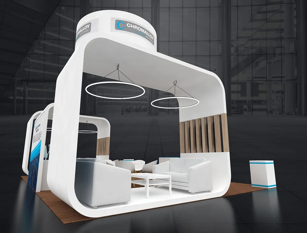 Exhibit booth 20x30 with illuminated panels