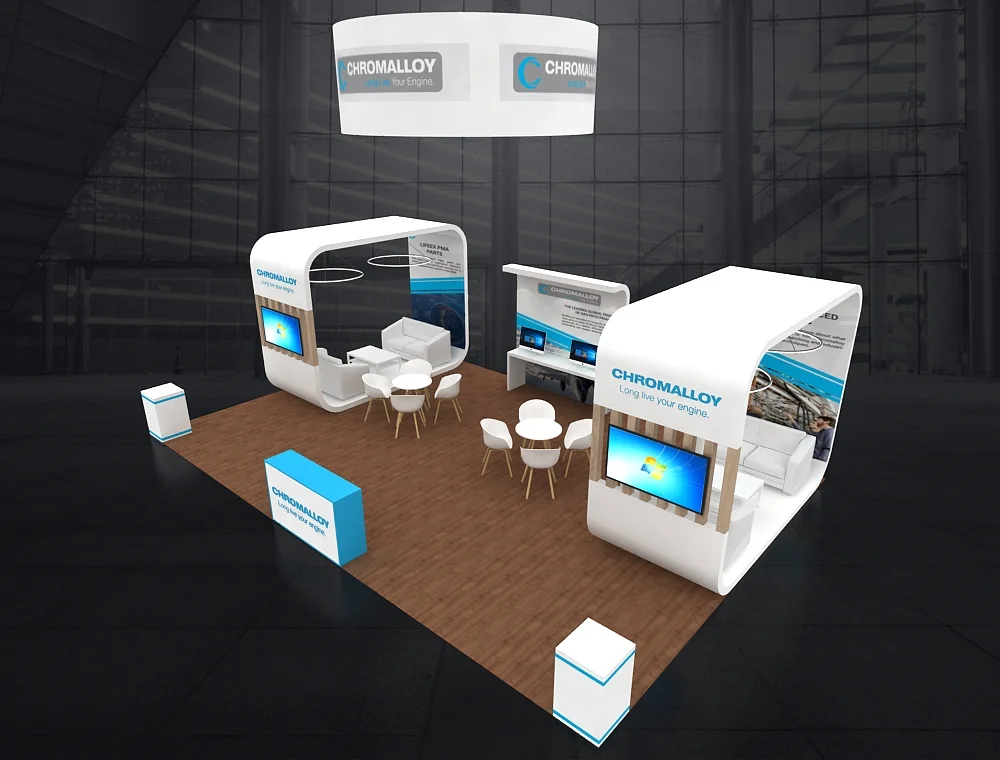 Exhibit booth 20x30 with illuminated panels