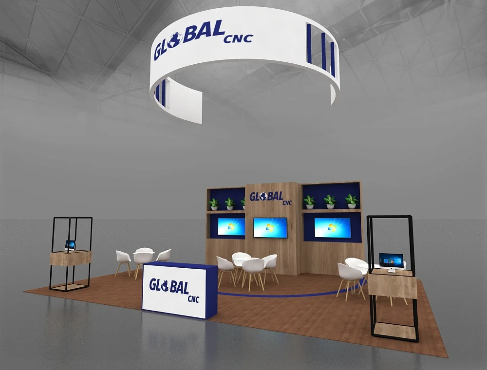 20x30 display booth with central meeting area