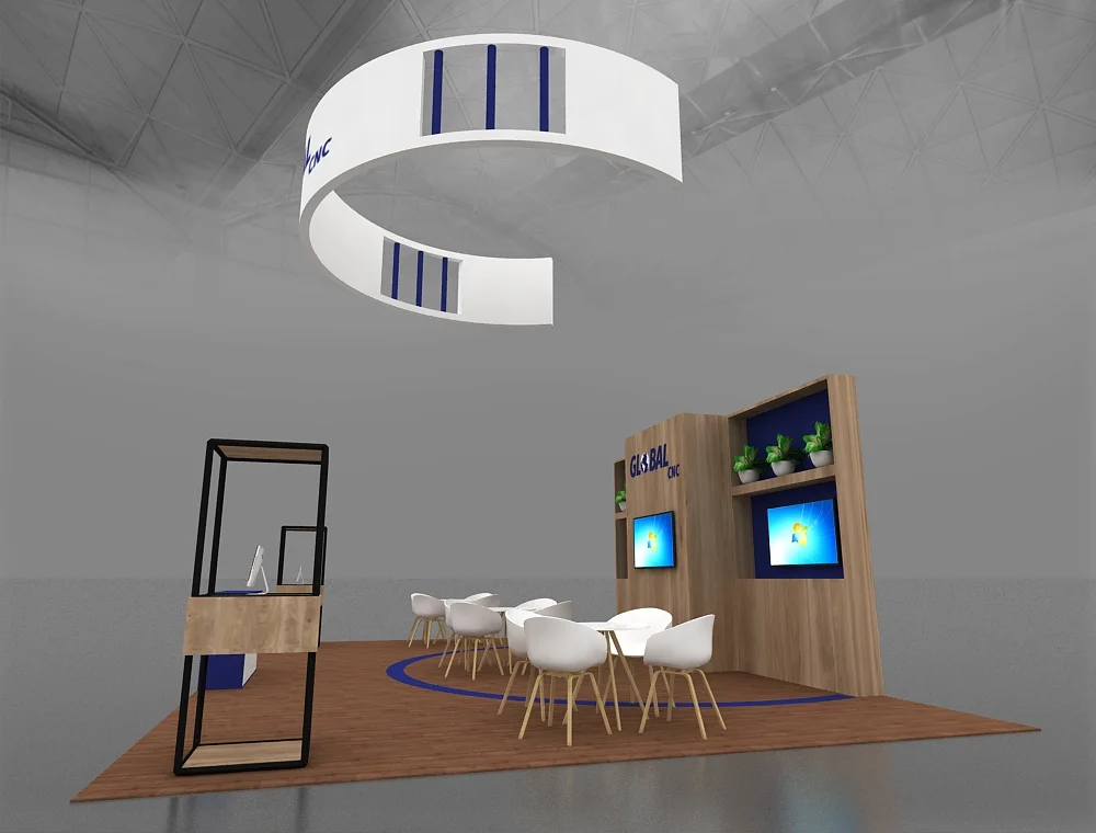 20x30 display booth with central meeting area