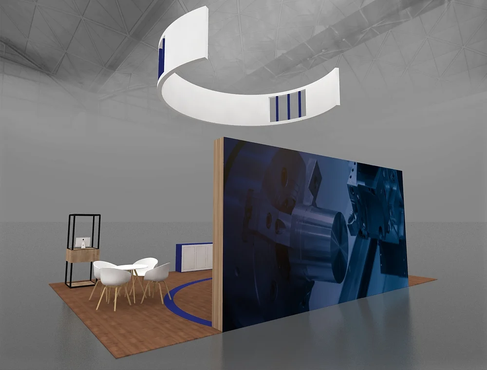 20x30 display booth with central meeting area