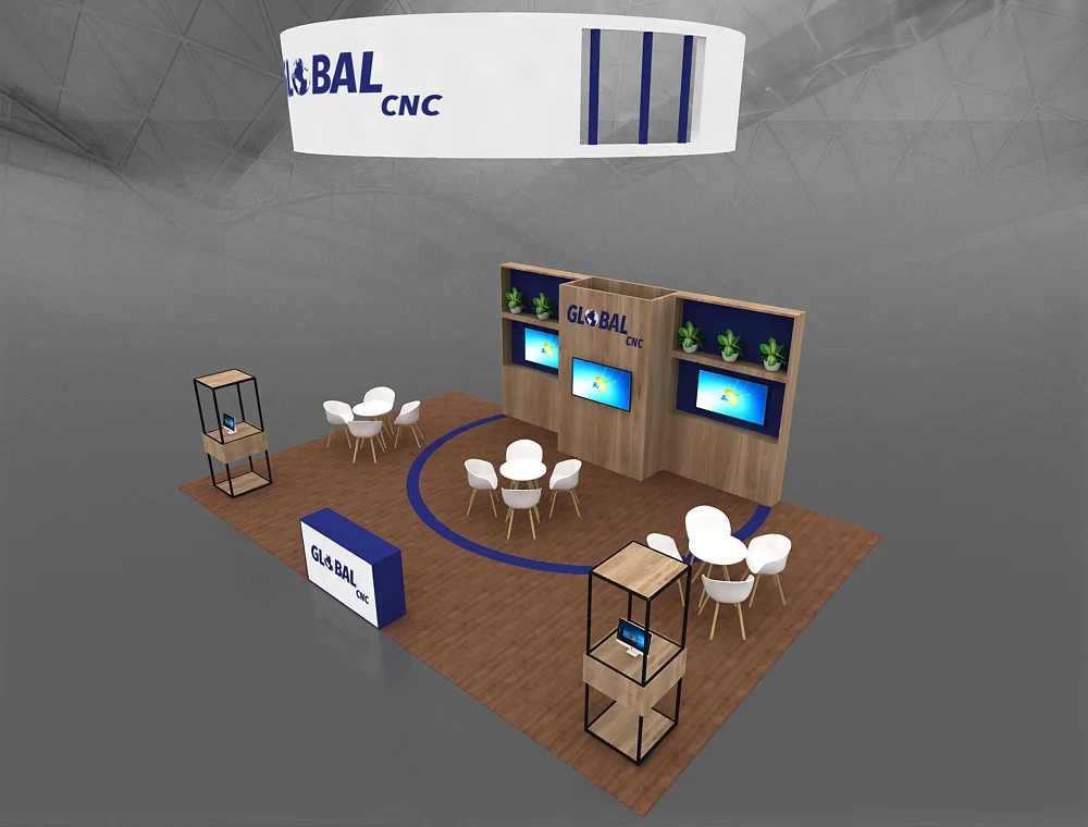 20x30 display booth with central meeting area