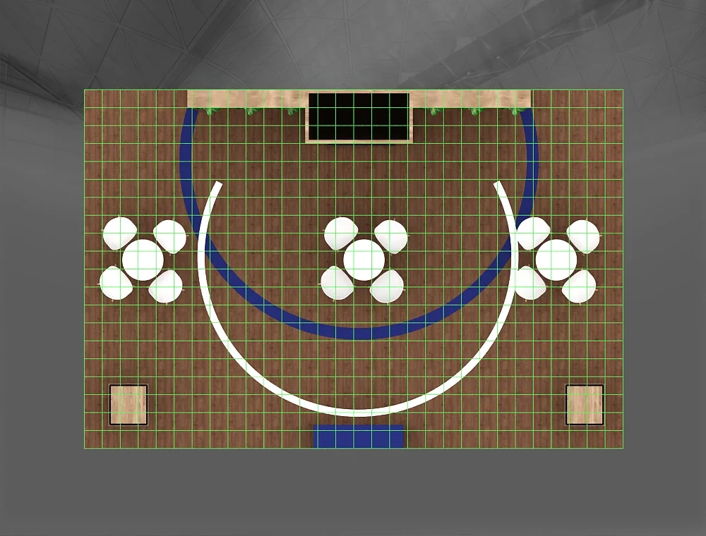 20x30 display booth with central meeting area