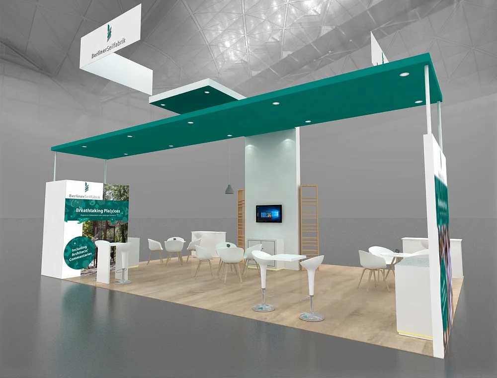 Exhibit 20x30 with product display shelves