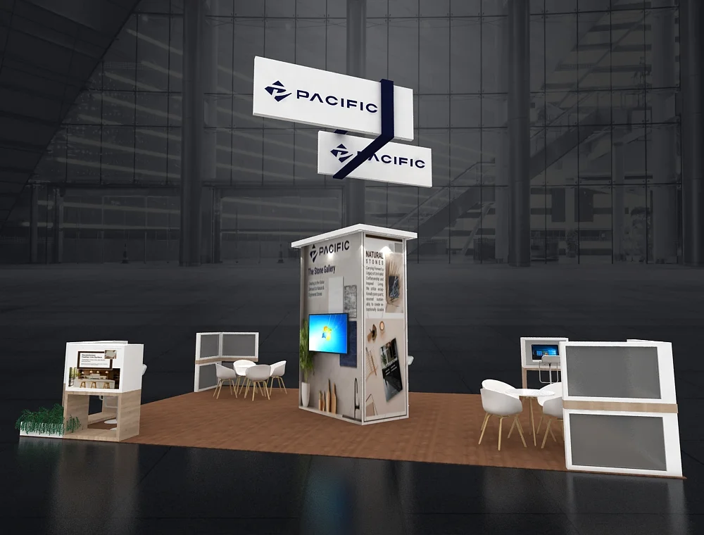 Trade show 20x30 booth with modular counters