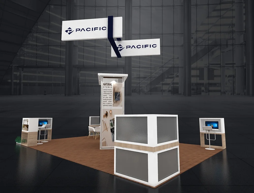 Trade show 20x30 booth with modular counters