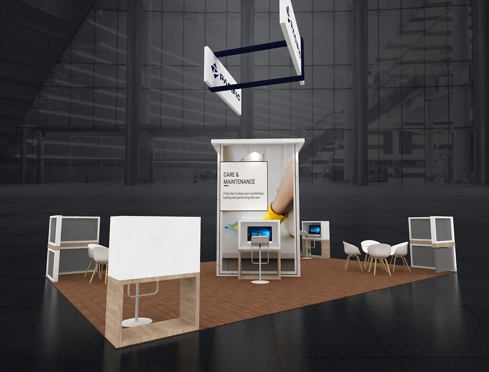 Trade show 20x30 booth with modular counters