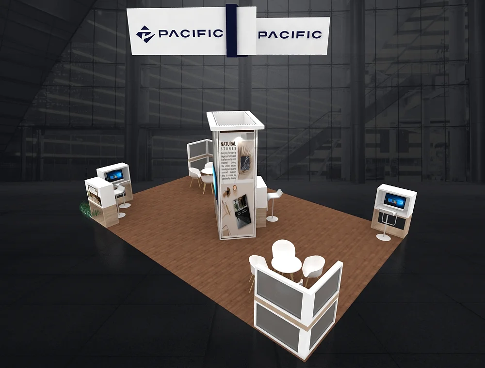 Trade show 20x30 booth with modular counters