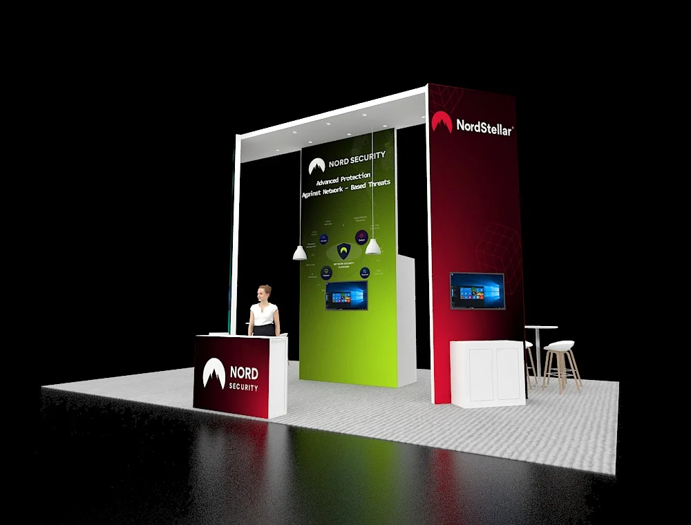 Exhibit booth 20x30 with wide fabric panels