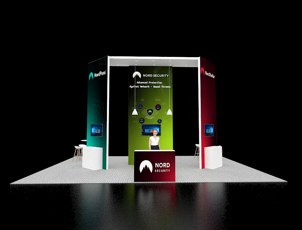 Exhibit booth 20x30 with wide fabric panels