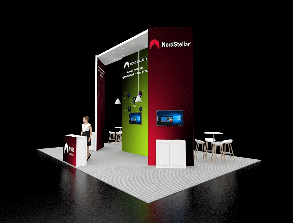 Exhibit booth 20x30 with wide fabric panels