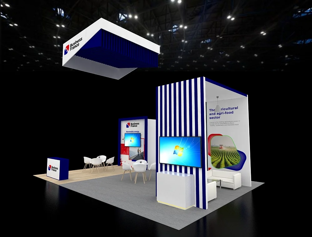 20x30 exhibit with interactive demo wall