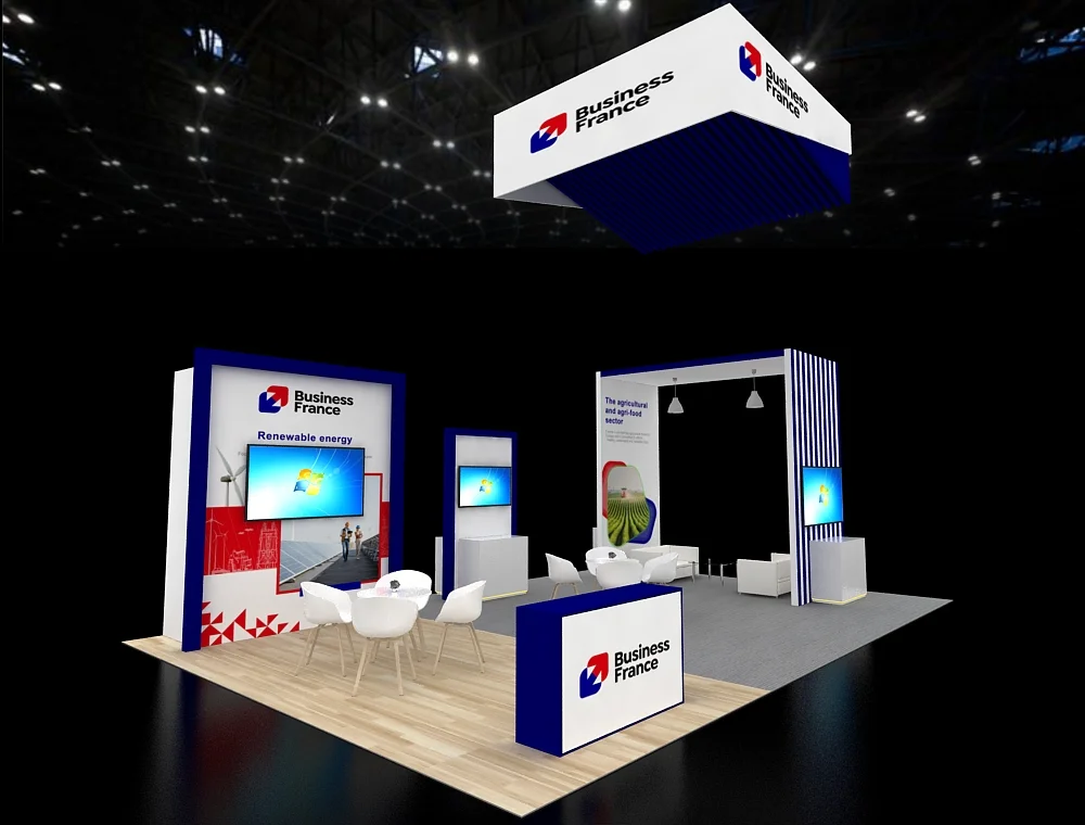 20x30 exhibit with interactive demo wall