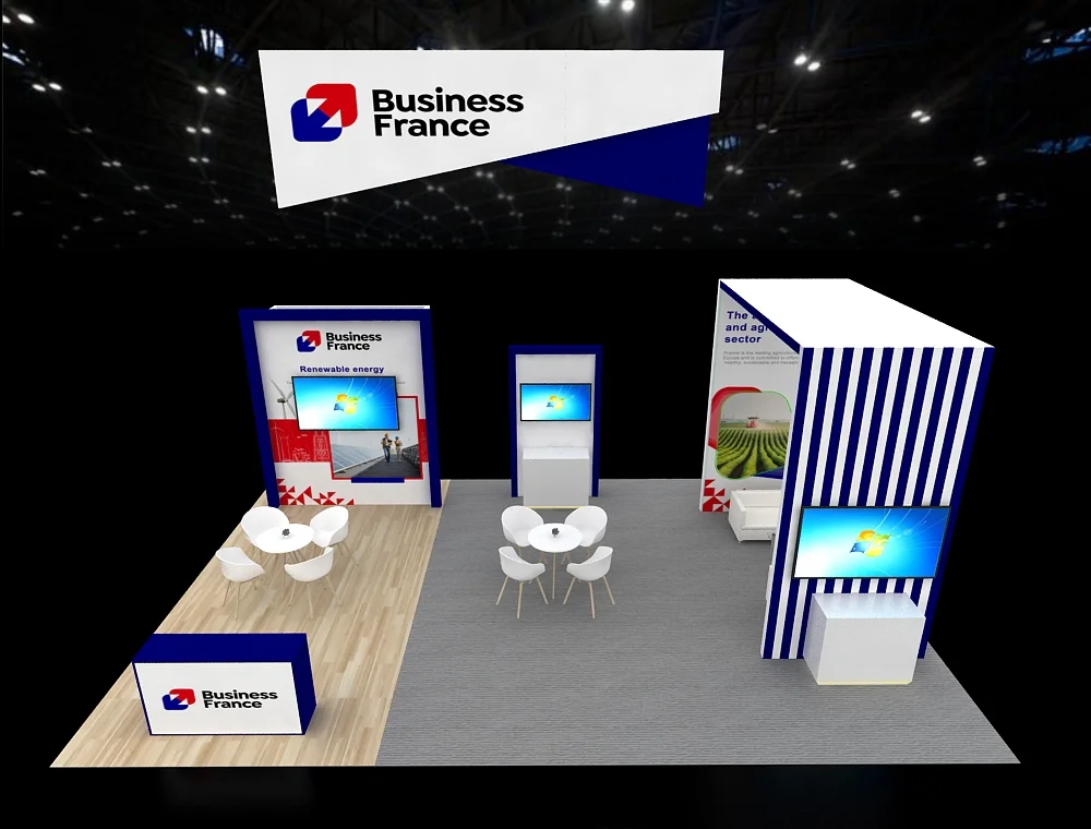 20x30 exhibit with interactive demo wall