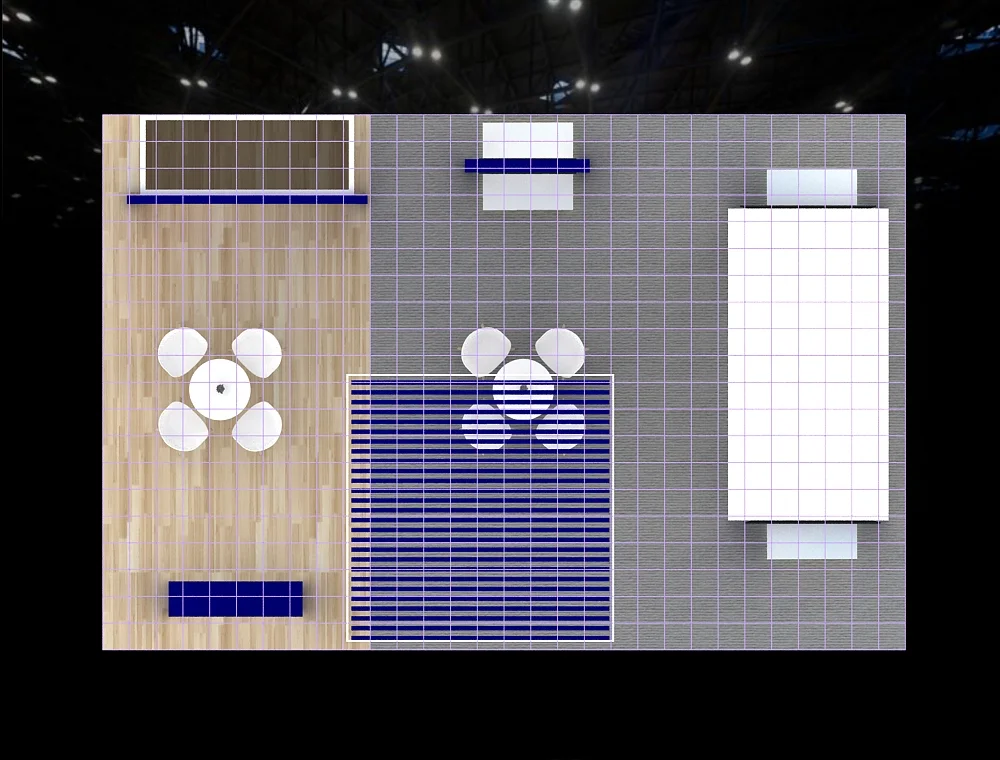 20x30 exhibit with interactive demo wall