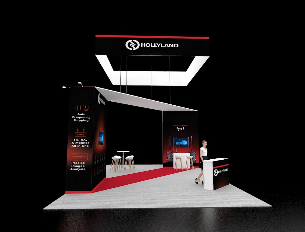 Trade booth 20x30 with dual reception desks