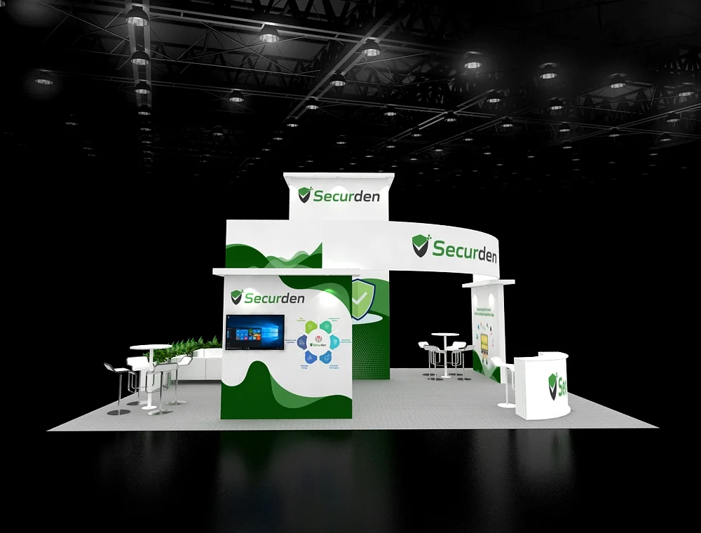 Exhibit stand 20x30 with LED tower backdrop
