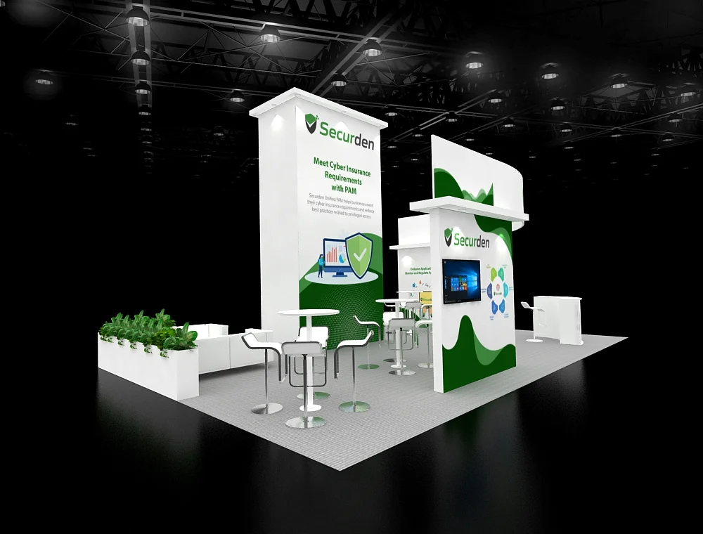 Exhibit stand 20x30 with LED tower backdrop