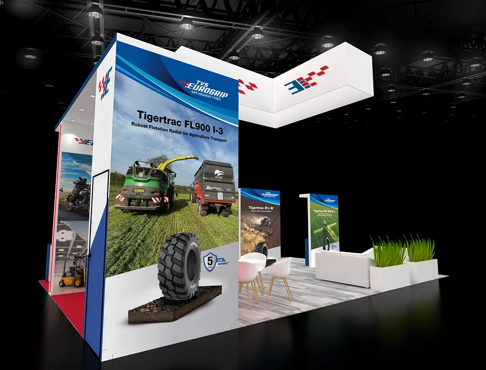 20x30 trade booth with interactive screens