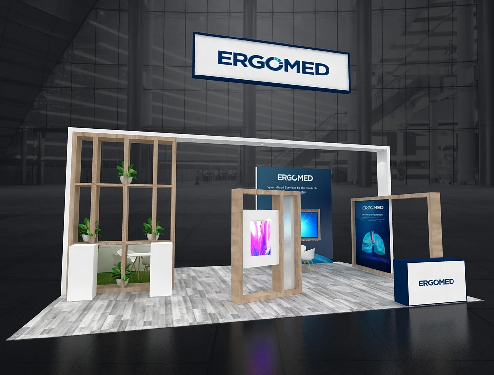 Exhibit booth 20x30 with lounge seating