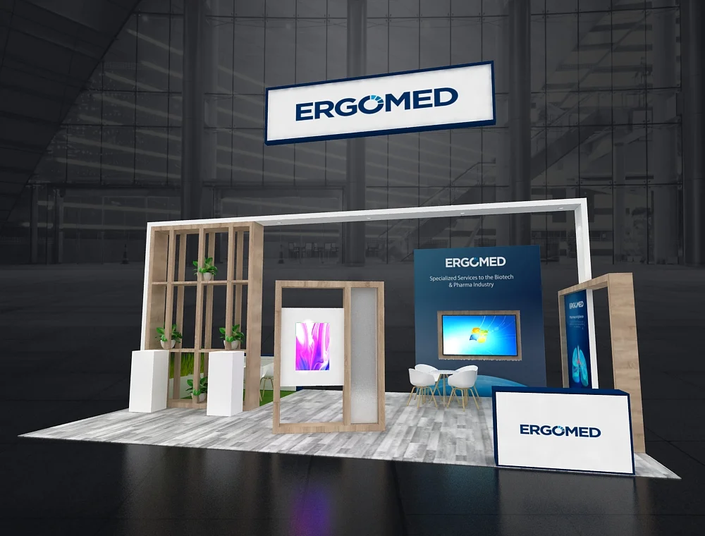 Exhibit booth 20x30 with lounge seating