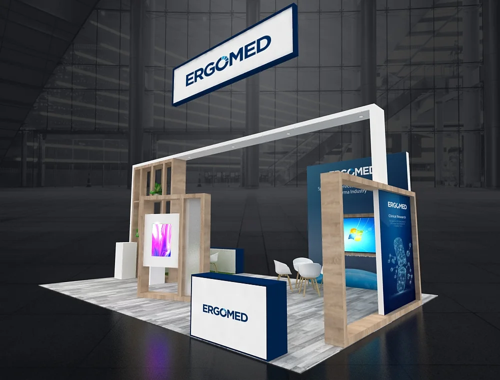 Exhibit booth 20x30 with lounge seating