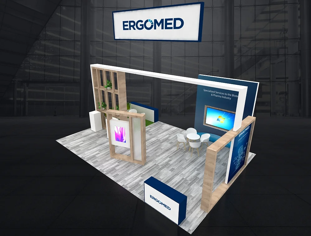 Exhibit booth 20x30 with lounge seating