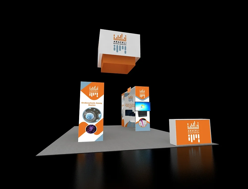 Trade show booth 20x30 with central counter