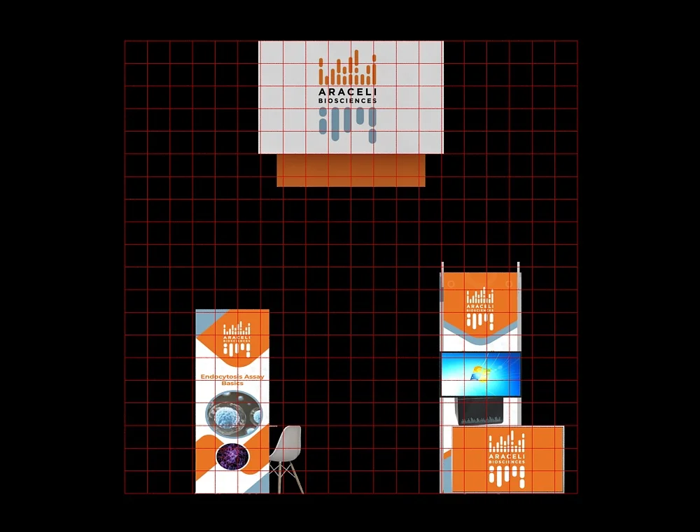 Trade show booth 20x30 with central counter
