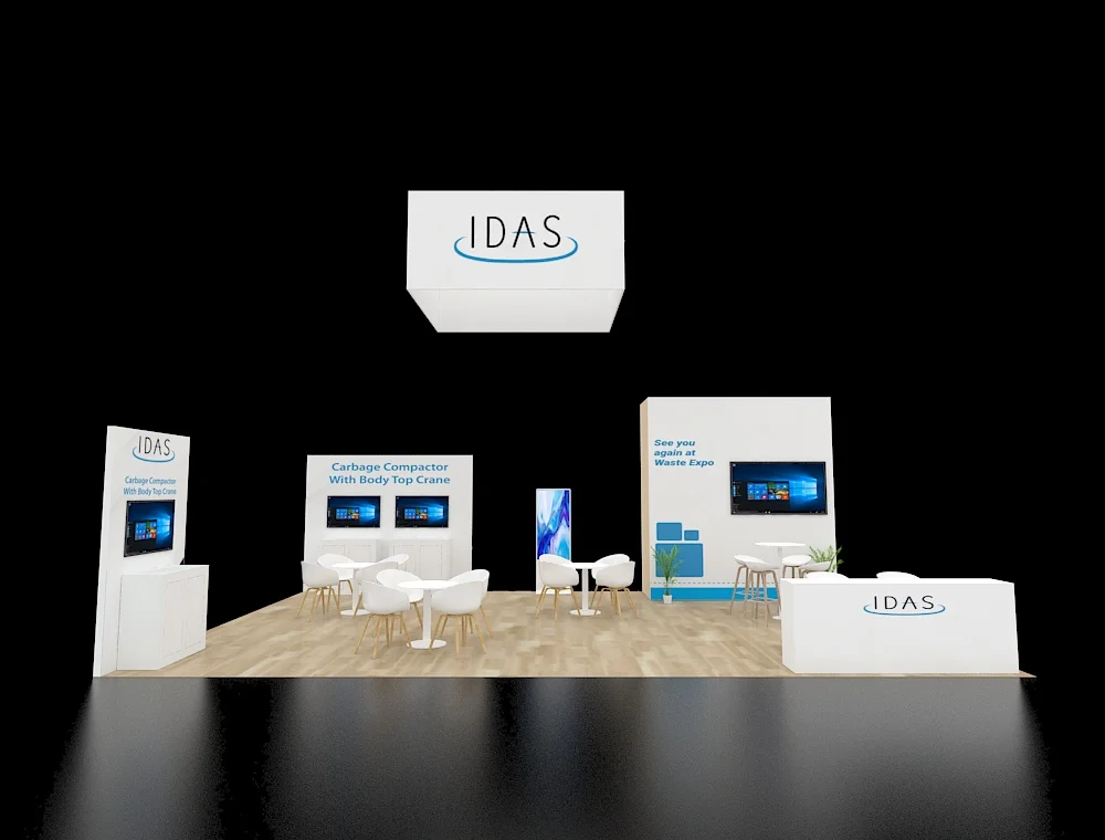 20x30 booth with wide LED display panels
