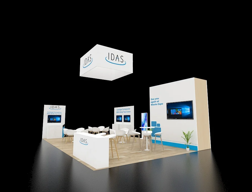 20x30 booth with wide LED display panels
