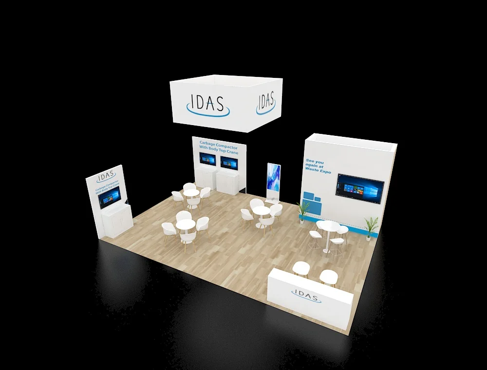 20x30 booth with wide LED display panels